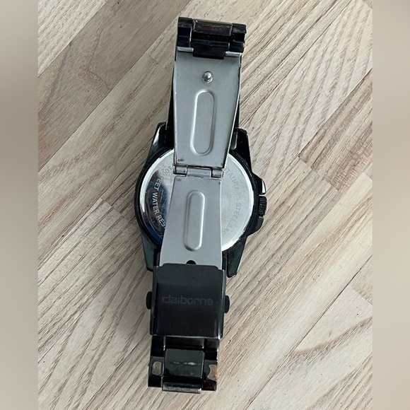 Claiborne Men’s Watch Black Dial Black Bracelet Date Window Stainless Hands - Picture 8 of 11